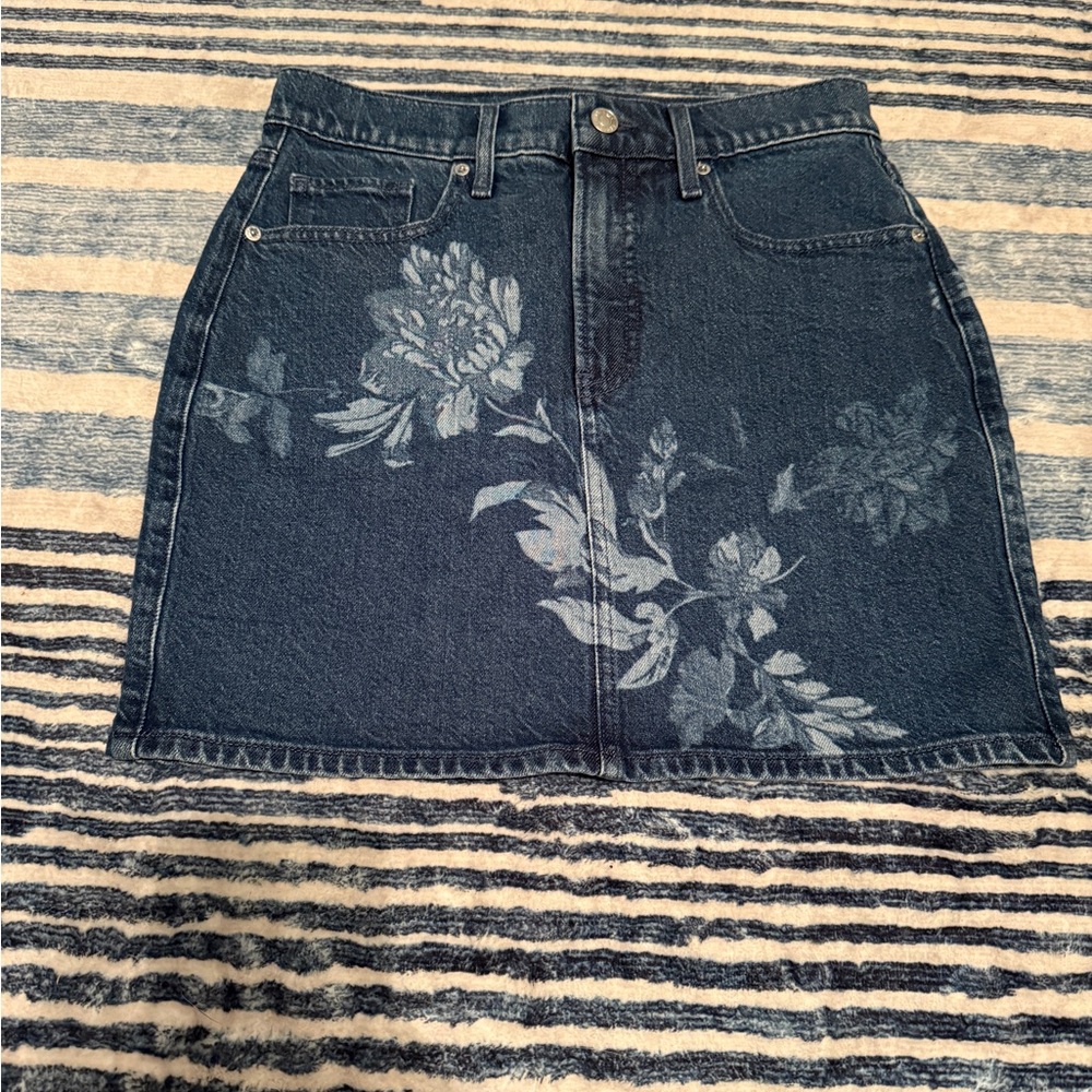 Express Blue Floral Pencil Skirt